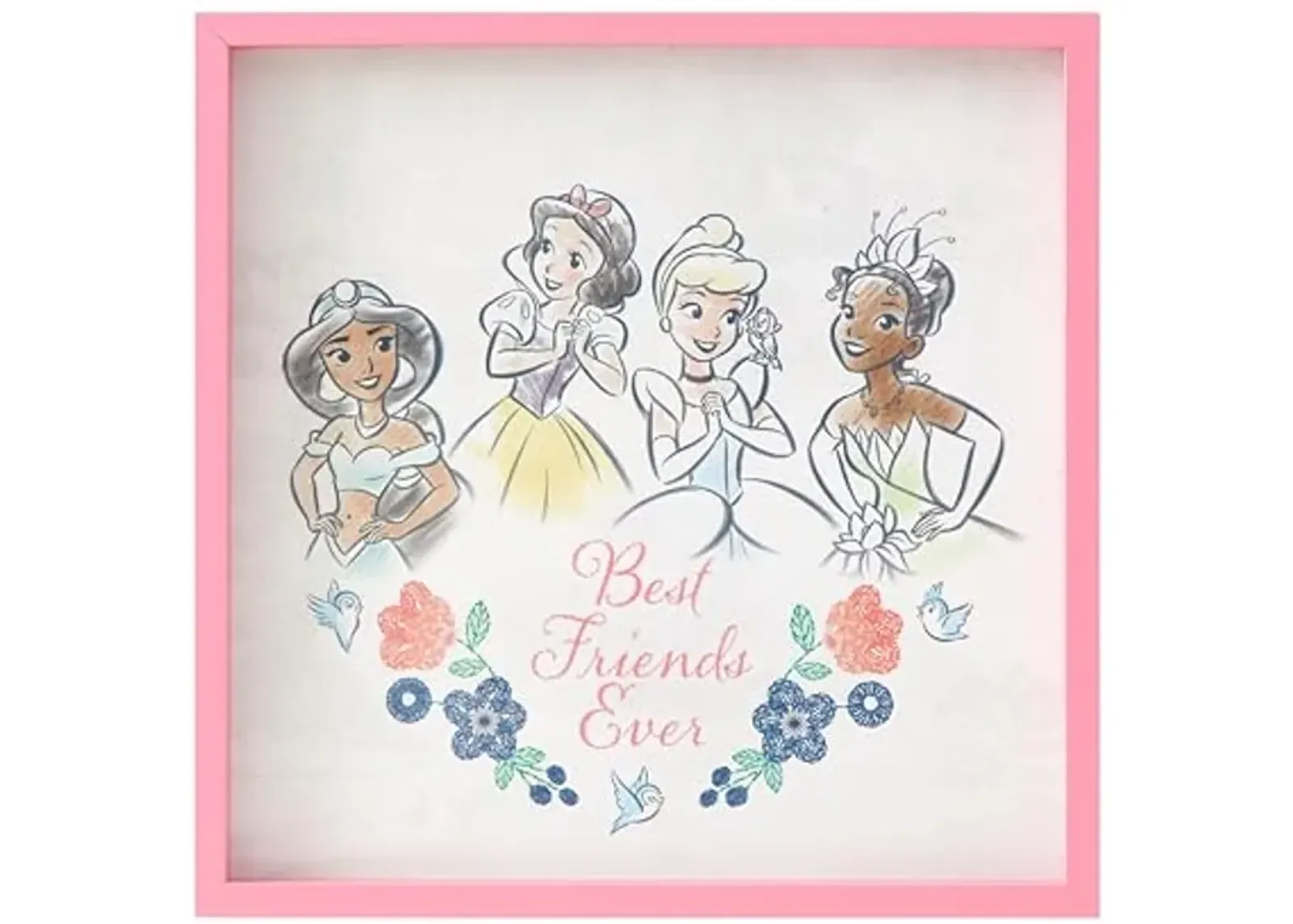 Idea Nuova Disney Princess Childrens Dual Layer Wall Hanging Art Décor, MDF Frame, 16"x16"