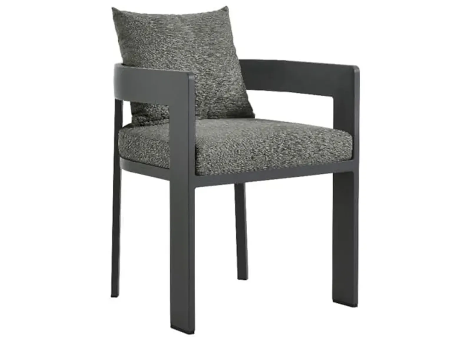 Modway Tahoe Outdoor Patio Powder-Coated Aluminum Fabric Dining Chair in Gray Gray - Patio Metal Dining Chair with Cushions - Accent Armchair - Dining Chair with Armrests - Modern Outdoor Seating