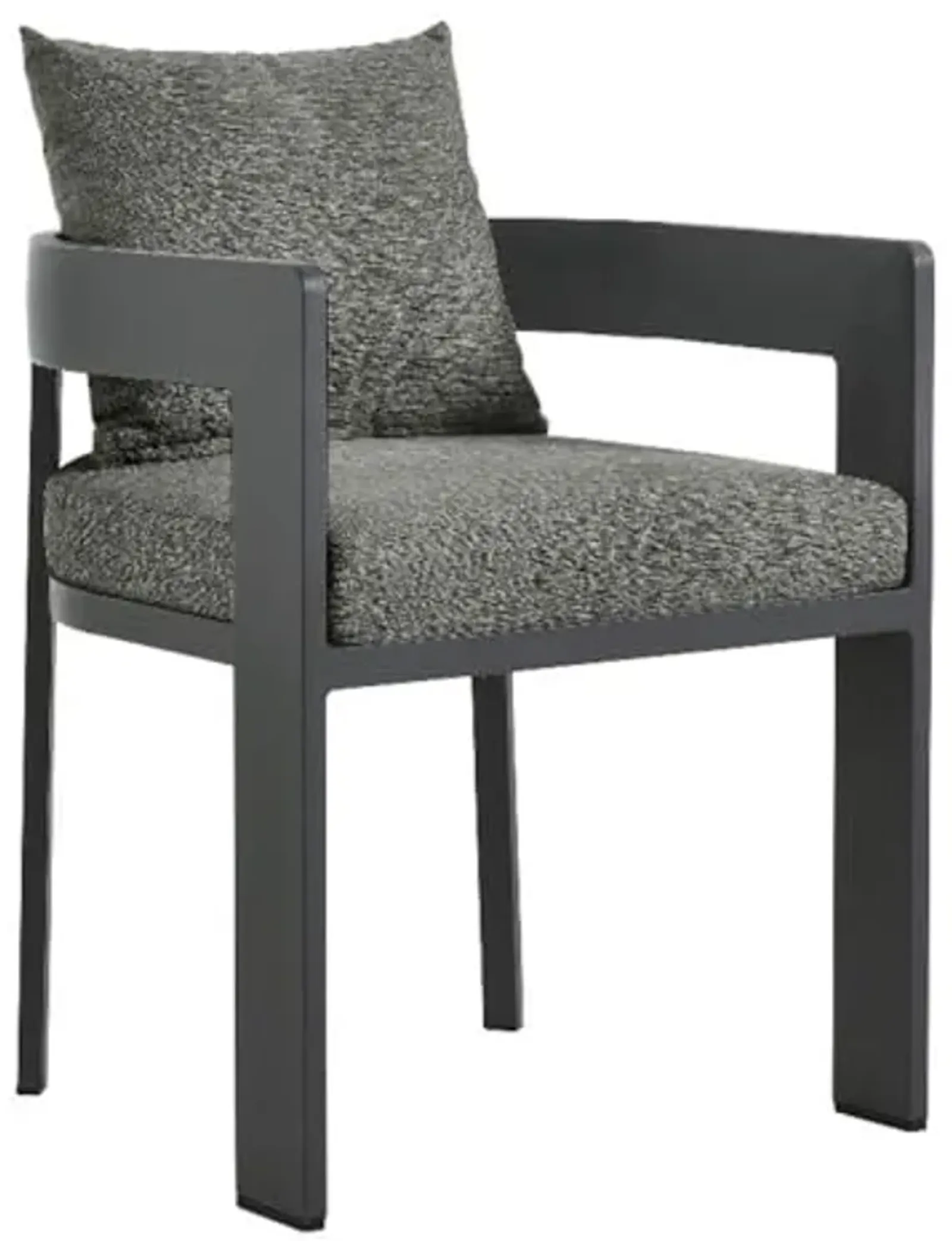 Modway Tahoe Outdoor Patio Powder-Coated Aluminum Fabric Dining Chair in Gray Gray - Patio Metal Dining Chair with Cushions - Accent Armchair - Dining Chair with Armrests - Modern Outdoor Seating