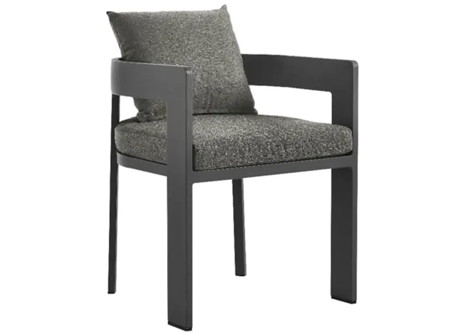 Modway Tahoe Outdoor Patio Powder-Coated Aluminum Fabric Dining Chair in Gray Charcoal - Patio Metal Dining Chair with Cushions - Accent Armchair - Dining Chair with Armrests - Modern Outdoor Seating