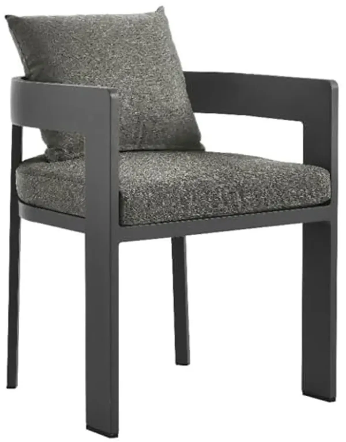 Modway Tahoe Outdoor Patio Powder-Coated Aluminum Fabric Dining Chair in Gray Charcoal - Patio Metal Dining Chair with Cushions - Accent Armchair - Dining Chair with Armrests - Modern Outdoor Seating