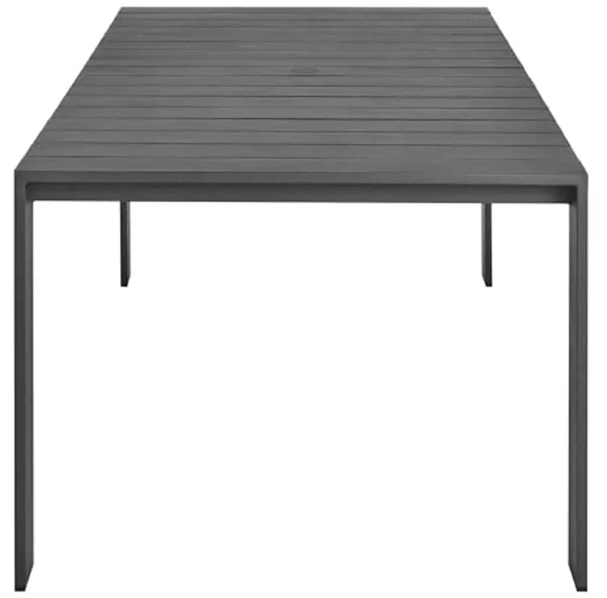 Modway Tahoe Outdoor Patio Powder-Coated Aluminum Rectangular Dining Table in Gray - Large 83 Inch Patio Table with Umbrella Hole and Cover - 8 Person Dining Table - Slatted Patio Furniture Table