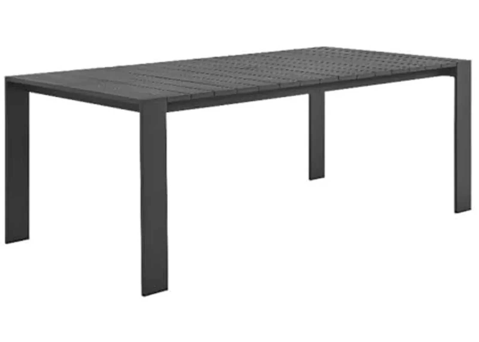 Modway Tahoe Outdoor Patio Powder-Coated Aluminum Rectangular Dining Table in Gray - Large 83 Inch Patio Table with Umbrella Hole and Cover - 8 Person Dining Table - Slatted Patio Furniture Table