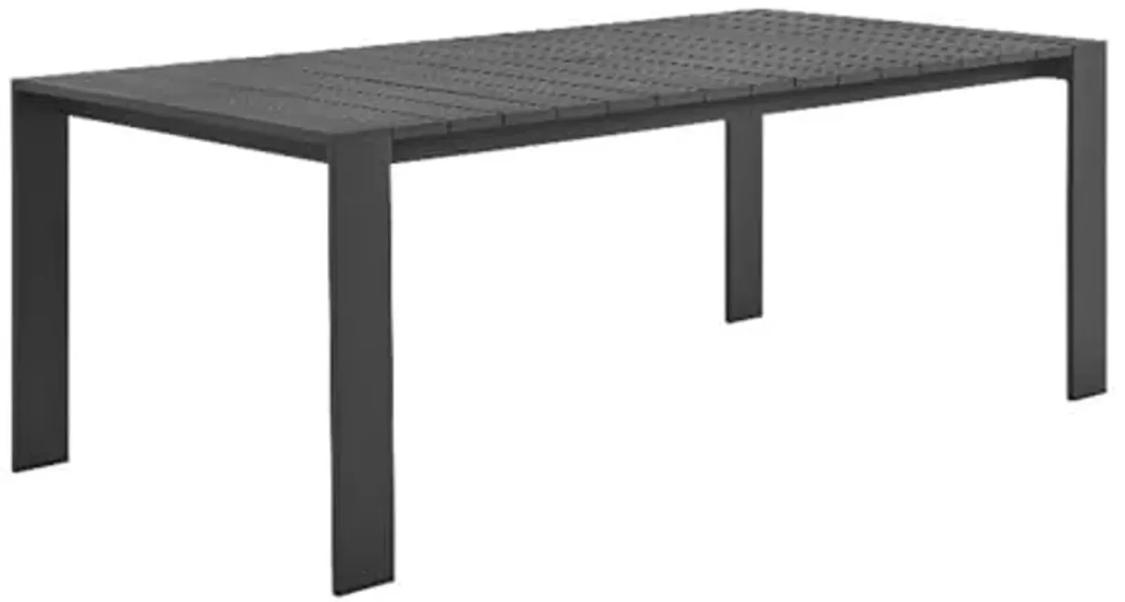 Modway Tahoe Outdoor Patio Powder-Coated Aluminum Rectangular Dining Table in Gray - Large 83 Inch Patio Table with Umbrella Hole and Cover - 8 Person Dining Table - Slatted Patio Furniture Table