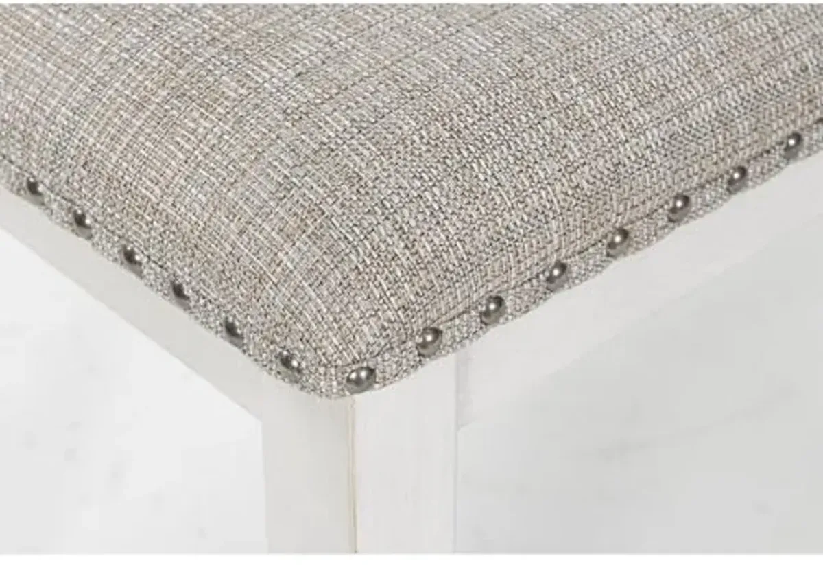 Signature Design by Ashley Robbinsdale Upholstered Dining Room Bench with Nailhead Trim, Antique White