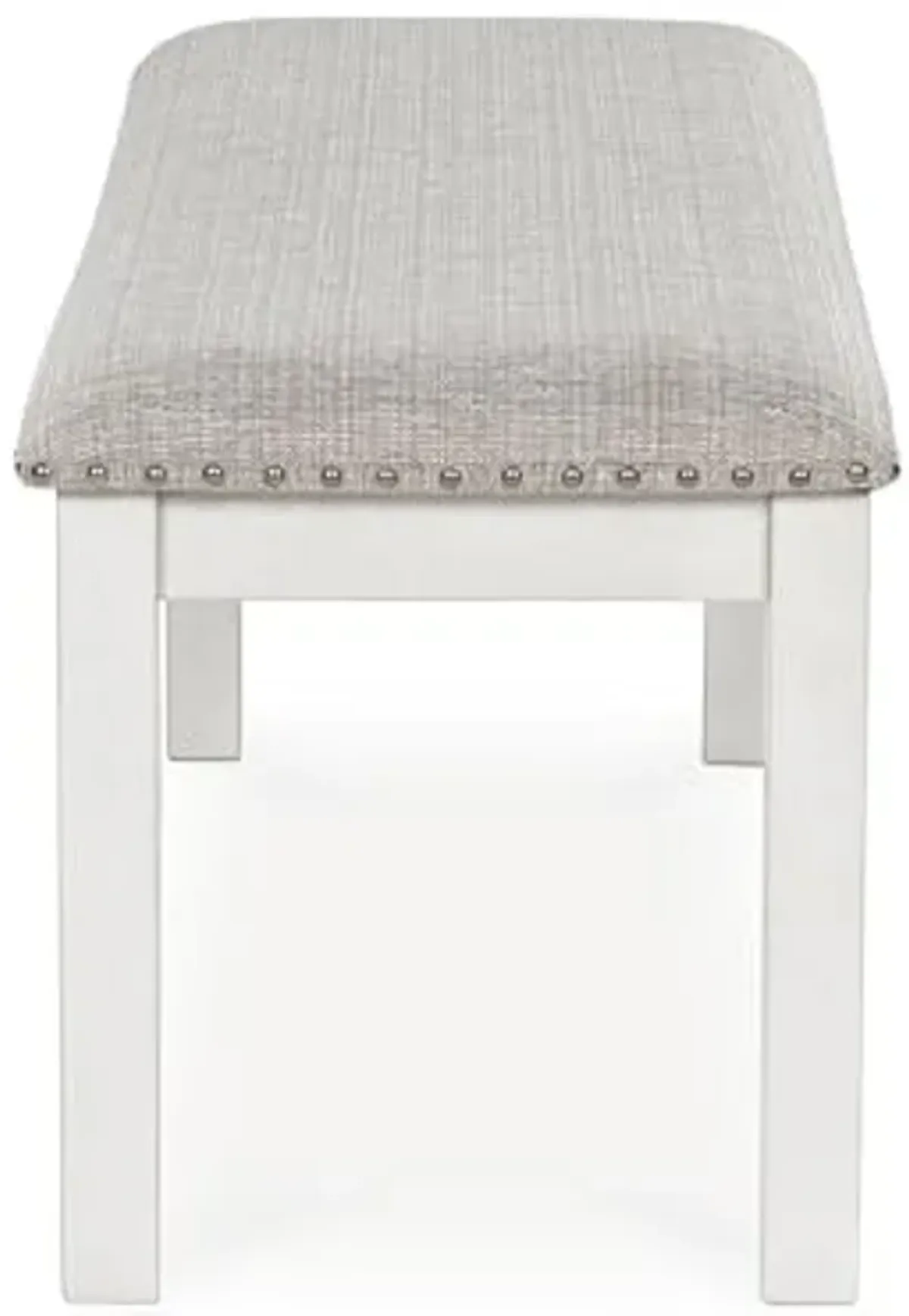 Signature Design by Ashley Robbinsdale Upholstered Dining Room Bench with Nailhead Trim, Antique White