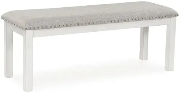 Signature Design by Ashley Robbinsdale Large Upholstered 48" W Dining Bench, Light Gray & White