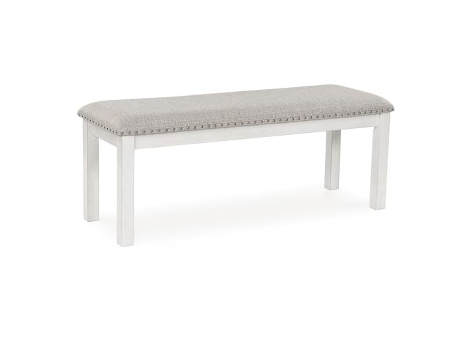 Signature Design by Ashley Robbinsdale Upholstered Dining Room Bench with Nailhead Trim, Antique White