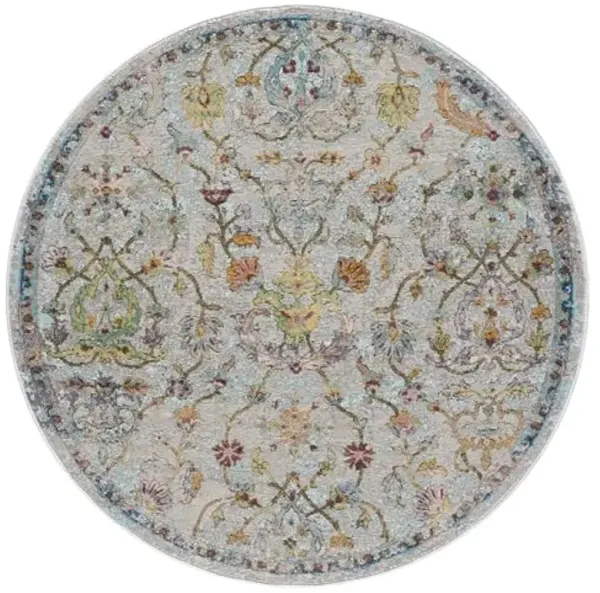 LR Home Indoor 5ft Round Area Rugs for Home Décor | Turkish Rugs for Living Room, Bedroom, Playroom, Entryway, Office | Classic Floral Farmhouse Boho Area Rug for Room Décor | Multicolor