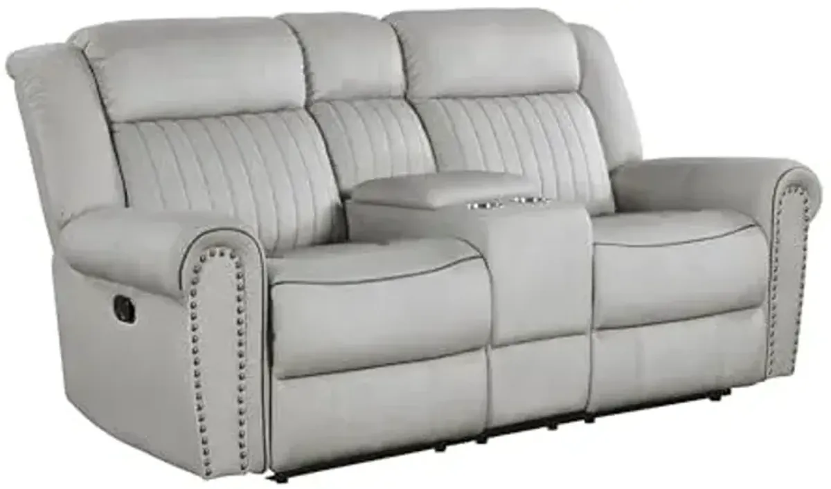 Homelegance 9204Mt-2 Brennen Recliner Sofa Bed with Center Console, Grey, 1 Unit