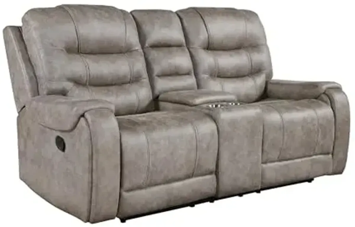 Lexicon Oberon Microfiber Double Reclining Love Seat in Grayish Brown