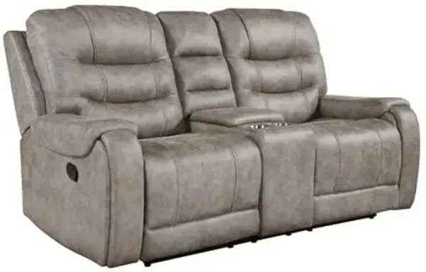 Lexicon Oberon Microfiber Double Reclining Love Seat in Grayish Brown