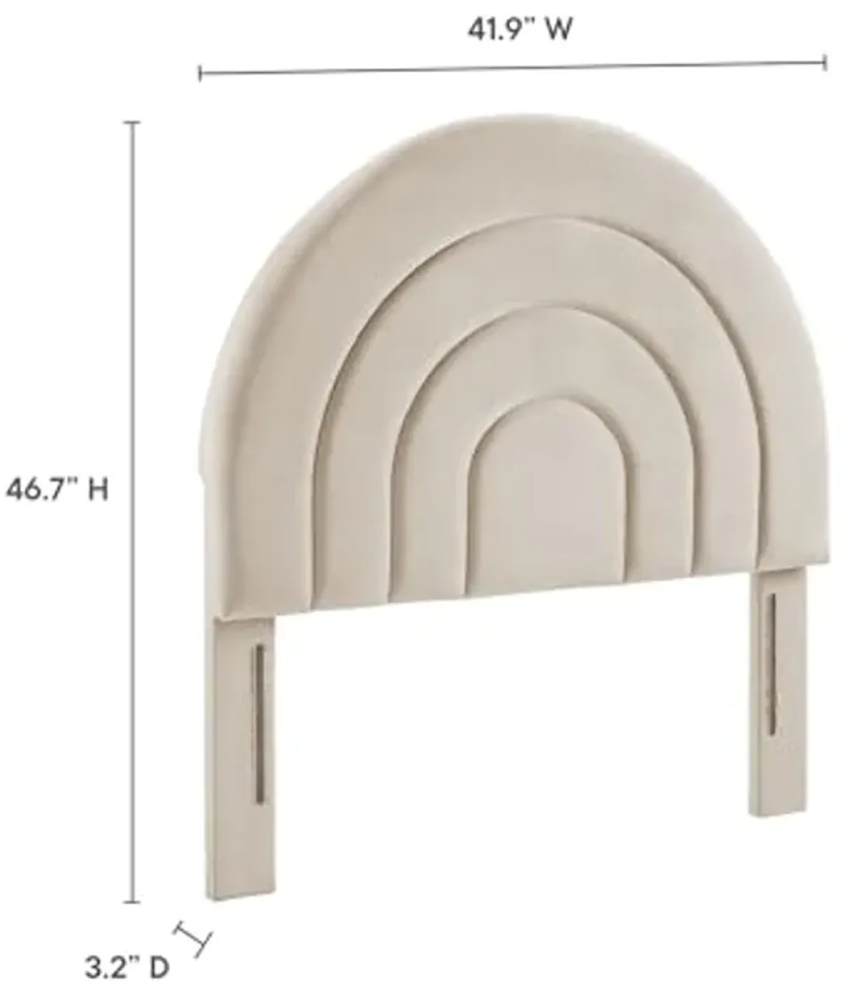 Modway Solana Soft Arch Shaped Round Twin Headboard in Almond – Upholstered Headboard – Stain-Resistant Performance Velvet Headboard for Twin Beds