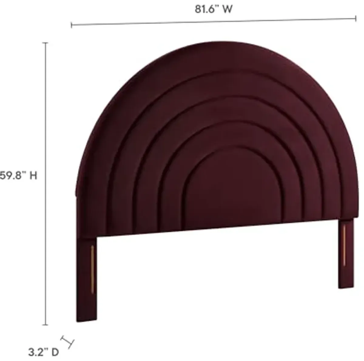 Modway Solana Soft Arch Shaped Round King Headboard in Mulberry – Upholstered Headboard – Stain-Resistant Performance Velvet Headboard for King Size Beds