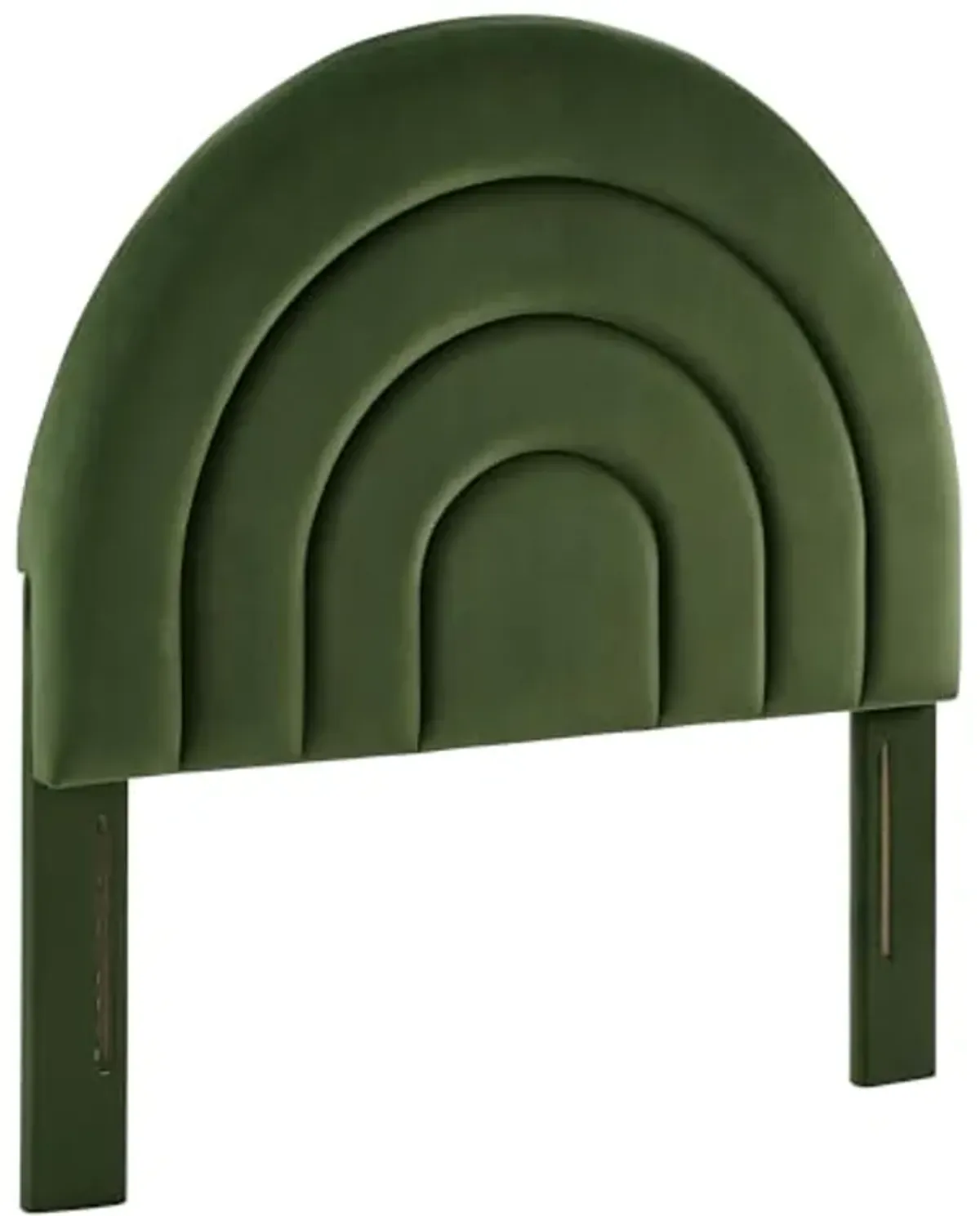 Modway Solana Soft Arch Shaped Round Twin Headboard in Moss Green – Upholstered Headboard – Stain-Resistant Performance Velvet Headboard for Twin Beds