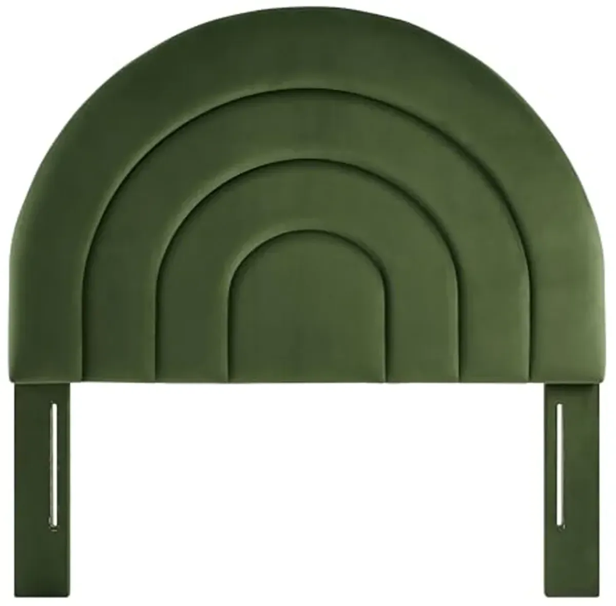 Modway Solana Soft Arch Shaped Round Twin Headboard in Moss Green – Upholstered Headboard – Stain-Resistant Performance Velvet Headboard for Twin Beds