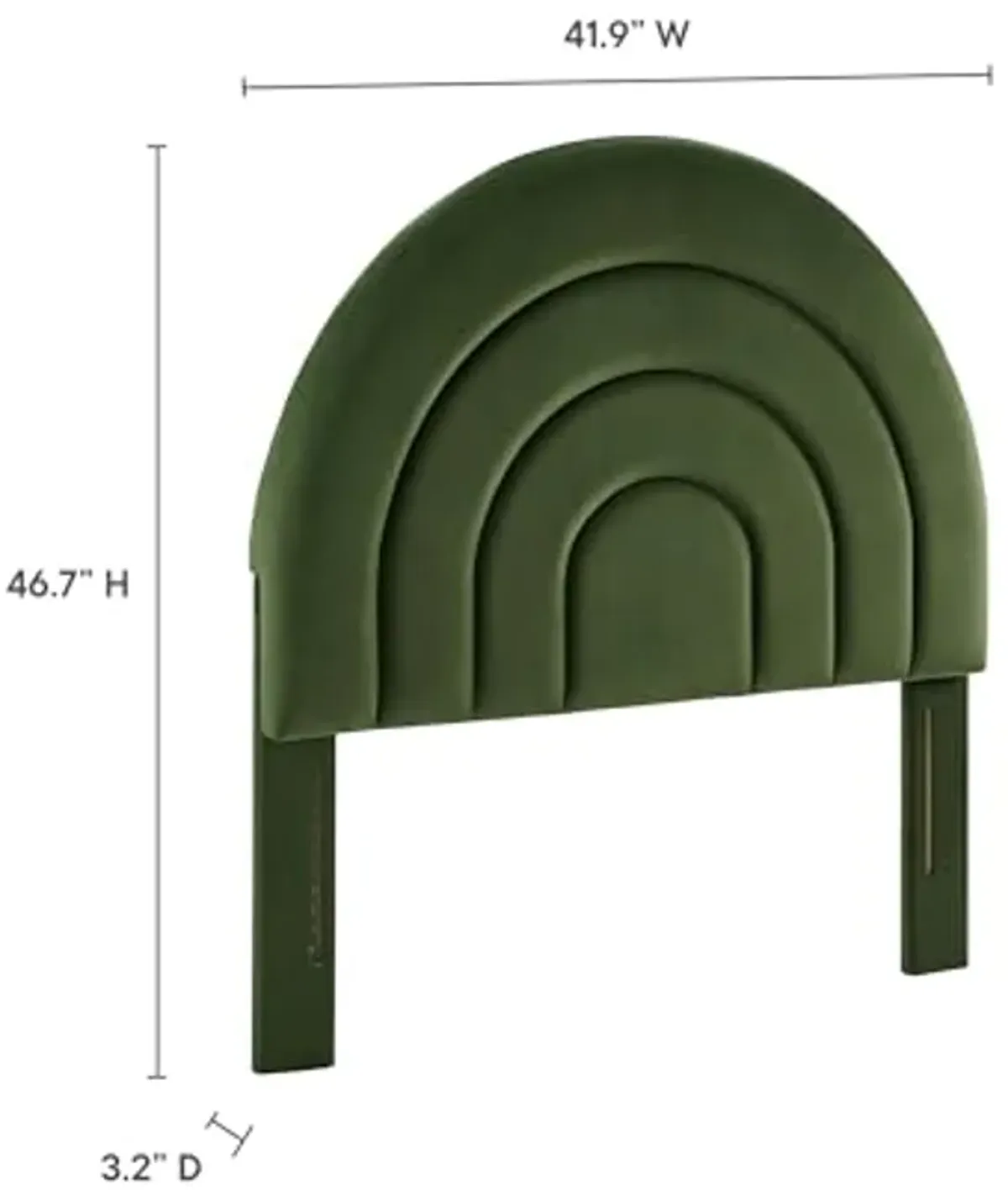 Modway Solana Soft Arch Shaped Round Twin Headboard in Moss Green – Upholstered Headboard – Stain-Resistant Performance Velvet Headboard for Twin Beds