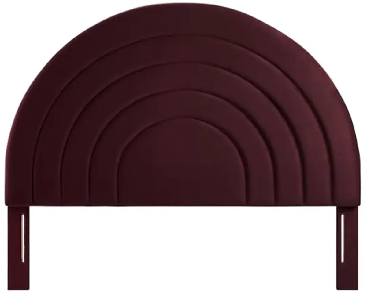 Modway Solana Soft Arch Shaped Round Full Headboard in Mulberry – Upholstered Headboard – Stain-Resistant Performance Velvet Headboard for Full Size Beds