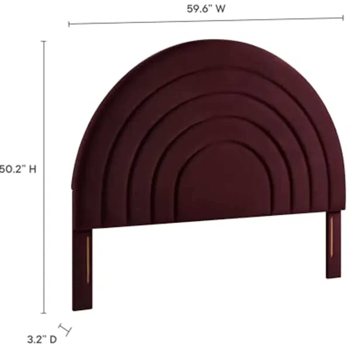 Modway Solana Soft Arch Shaped Round Full Headboard in Mulberry – Upholstered Headboard – Stain-Resistant Performance Velvet Headboard for Full Size Beds