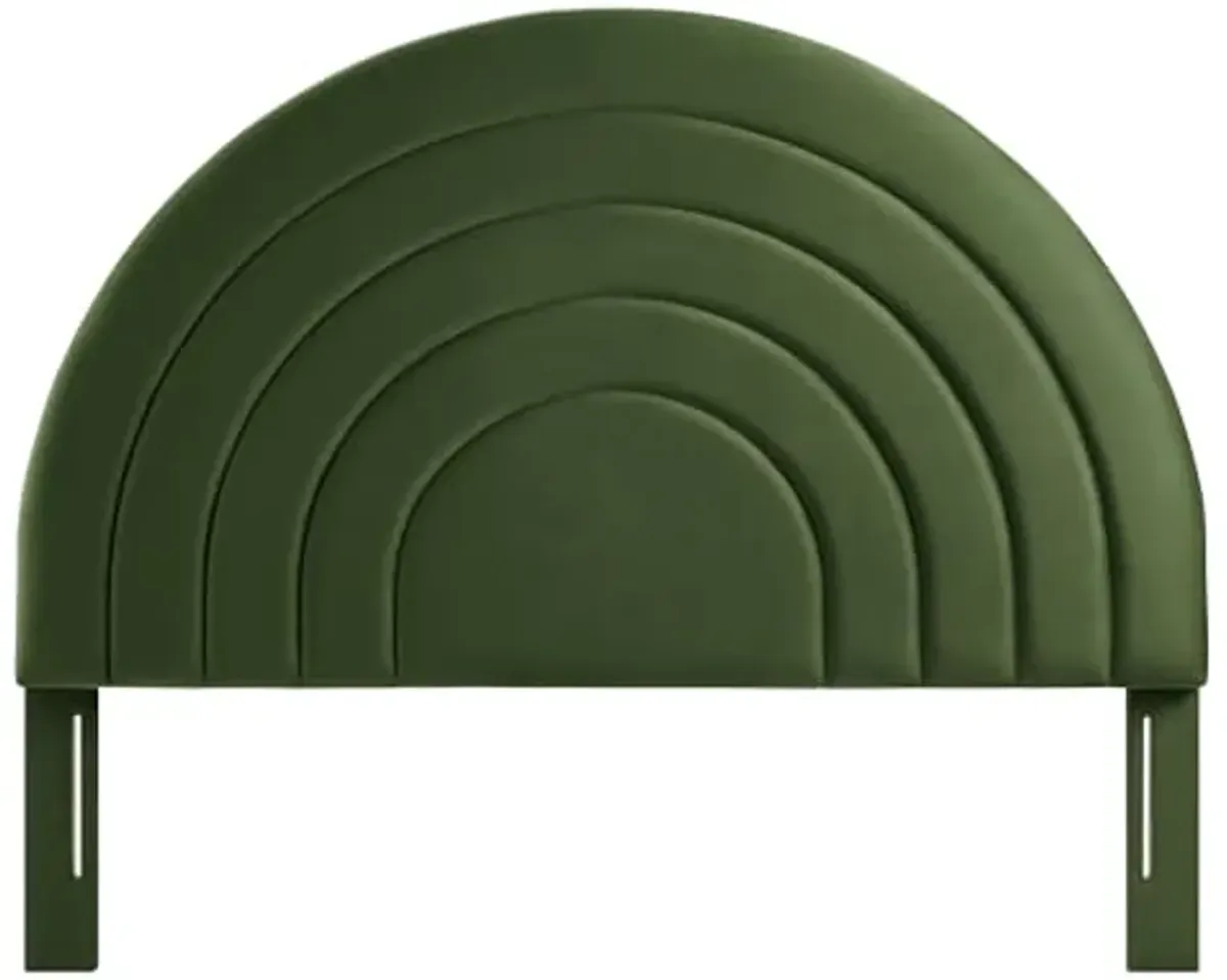 Modway Solana Soft Arch Shaped Round King Headboard in Moss Green – Upholstered Headboard – Stain-Resistant Performance Velvet Headboard for King Size Beds