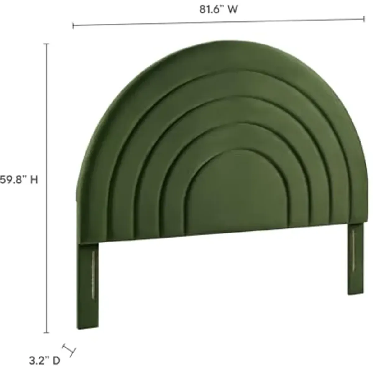 Modway Solana Soft Arch Shaped Round King Headboard in Moss Green – Upholstered Headboard – Stain-Resistant Performance Velvet Headboard for King Size Beds