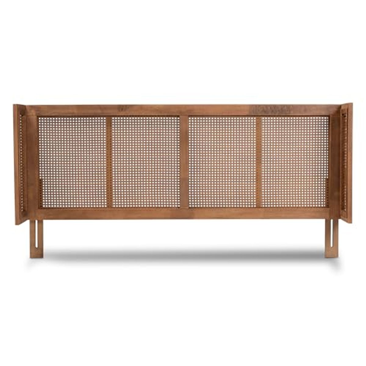 Baxton Studio Rina Synthetic Rattan Queen Size Wrap-Around Headboard, Ash Walnut