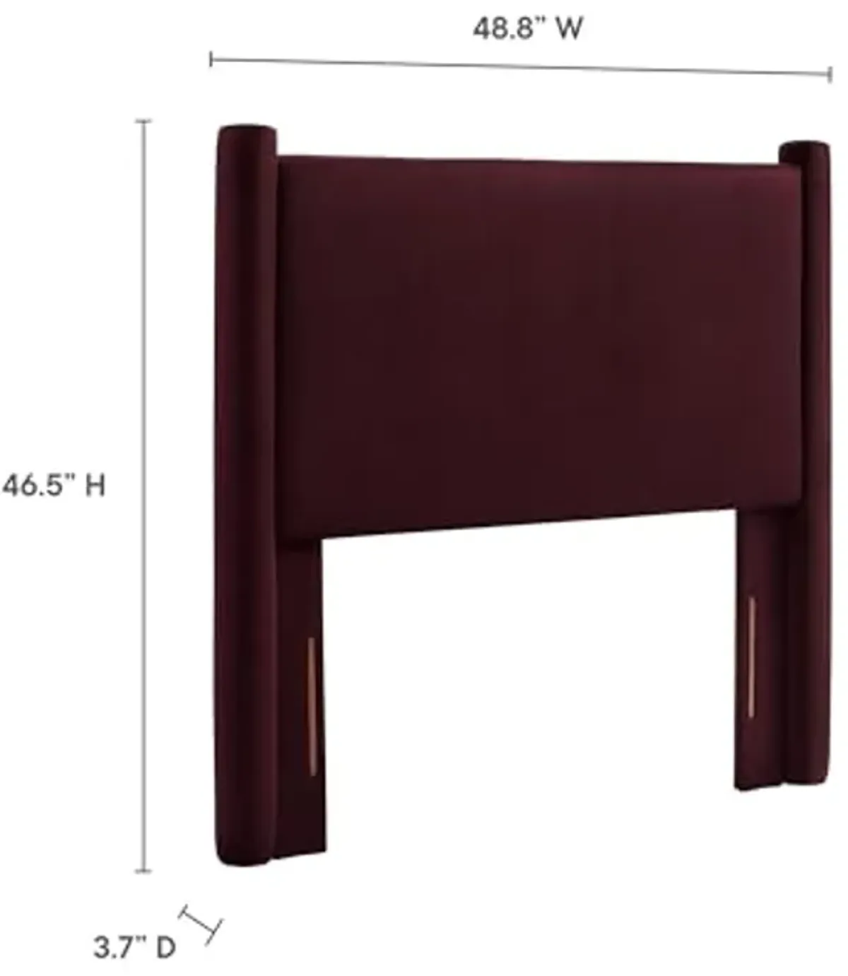 Modway Rael Twin Upholstered Headboard with Pillars in Mulberry – Velvet Headboard – Stain-Resistant Performance Velvet Headboard for Twin Beds