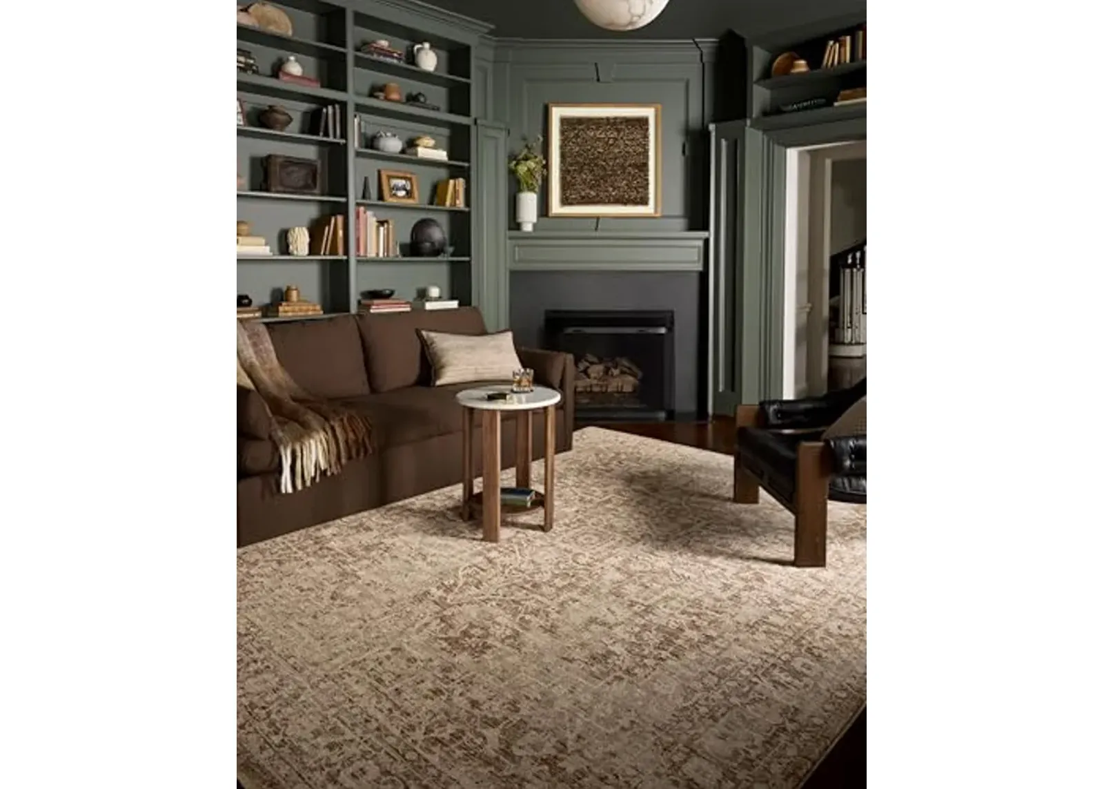 Loloi II Newman Collection NEW-02 Bark/Natural 6'-7" x 9'-10" Area Rug, .37" Pile Height, Soft, Durable, Non-Shedding, Easy Clean, Rug for Living Room