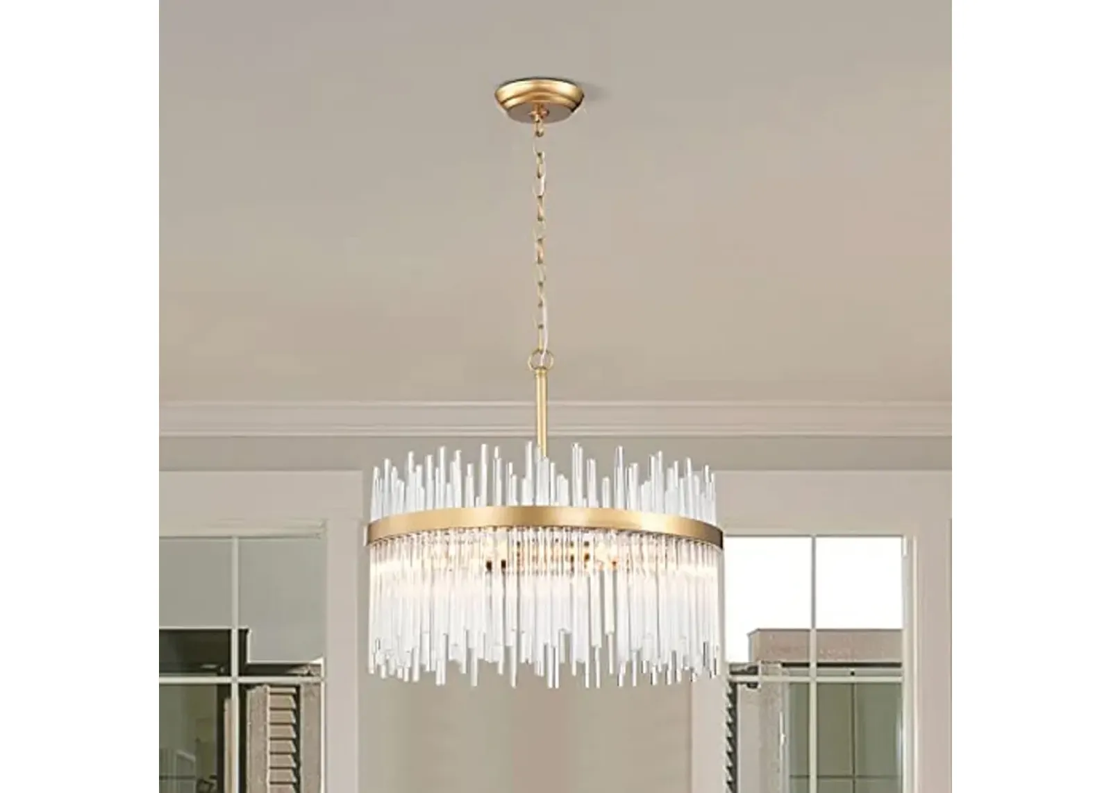 The Lighting Store Casandra 5-Light Shiny Bronze Chandelier with Clear Glass Bars - Shiny Bronze