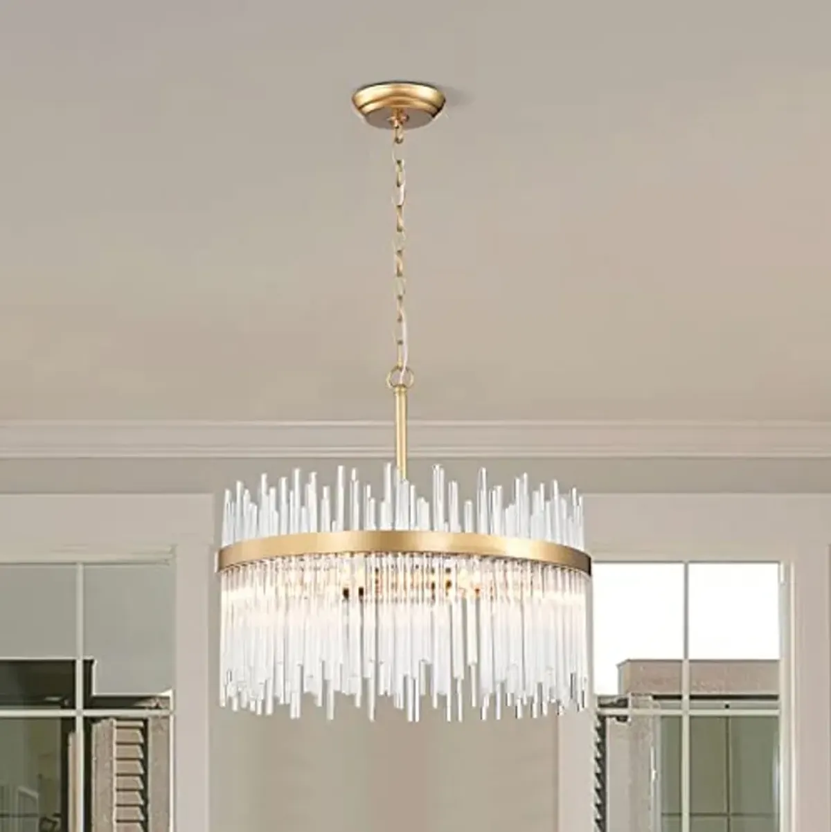 The Lighting Store Casandra 5-Light Shiny Bronze Chandelier with Clear Glass Bars - Shiny Bronze