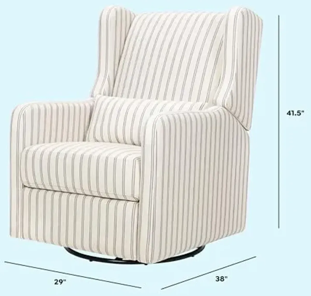 Carter's by Davinci Arlo Recliner and Swivel Glider in Performance Charcoal Double Stripe Linen, Water Repellent, Greenguard Gold & CertiPUR-US Certified Charcoal Double Stripe