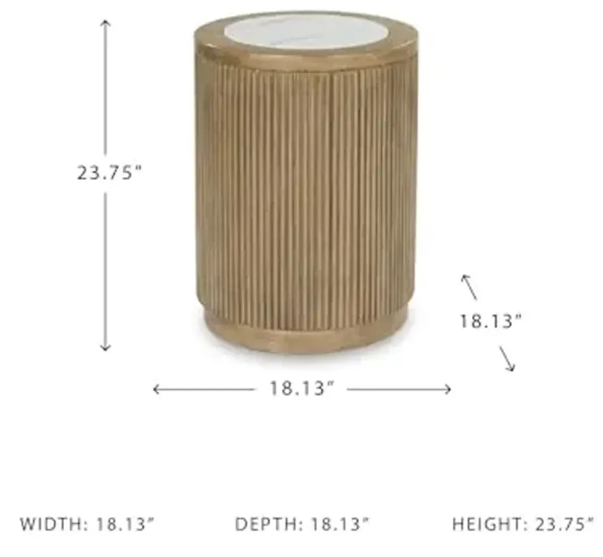 Signature Design by Ashley Camdill Round End Table, Scratch & Stain Resistant, Faux Marble Top, Hardwood Solids, 18.13" W x 18.13" D x 23.75" H, Light Brown & White