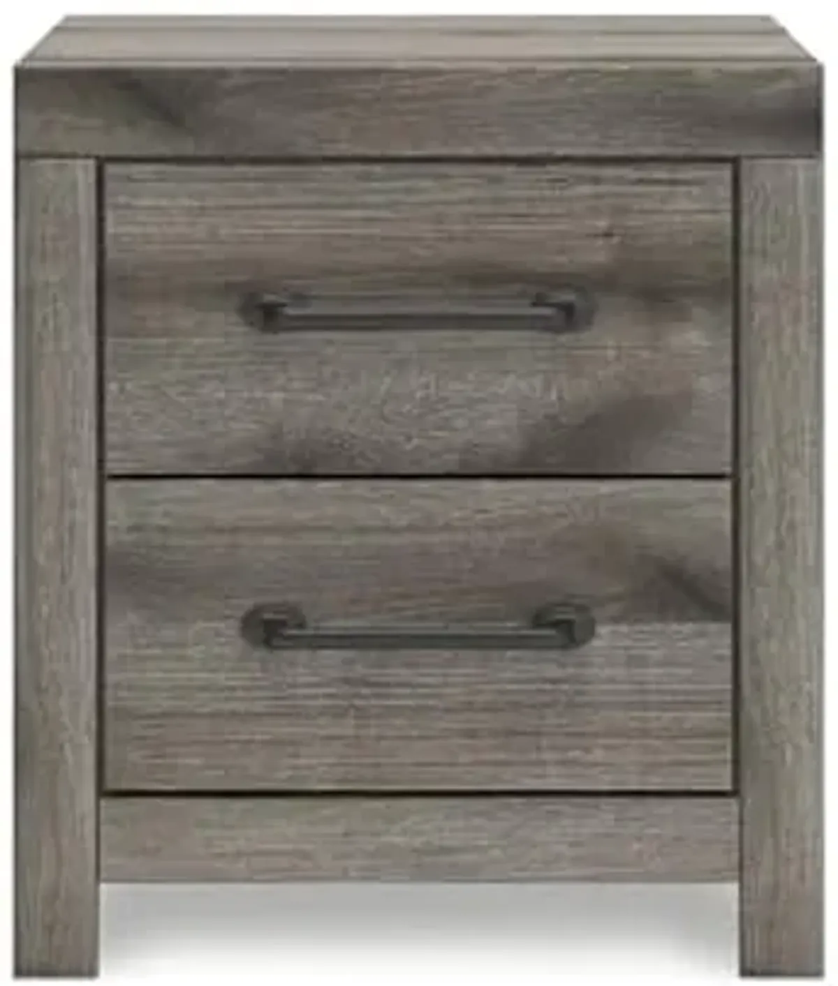 Signature Design by Ashley Urbanoore Two Drawer Night Stand with USB Charging, Weathered Gray