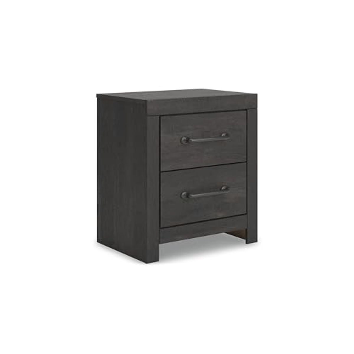 Signature Design by Ashley Delmorta Two Drawer Night Stand with USB Charging, Dark Gray