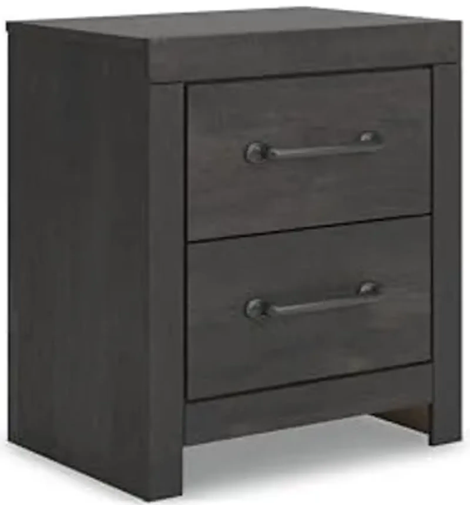 Signature Design by Ashley Delmorta Two Drawer Night Stand with USB Charging, Dark Gray