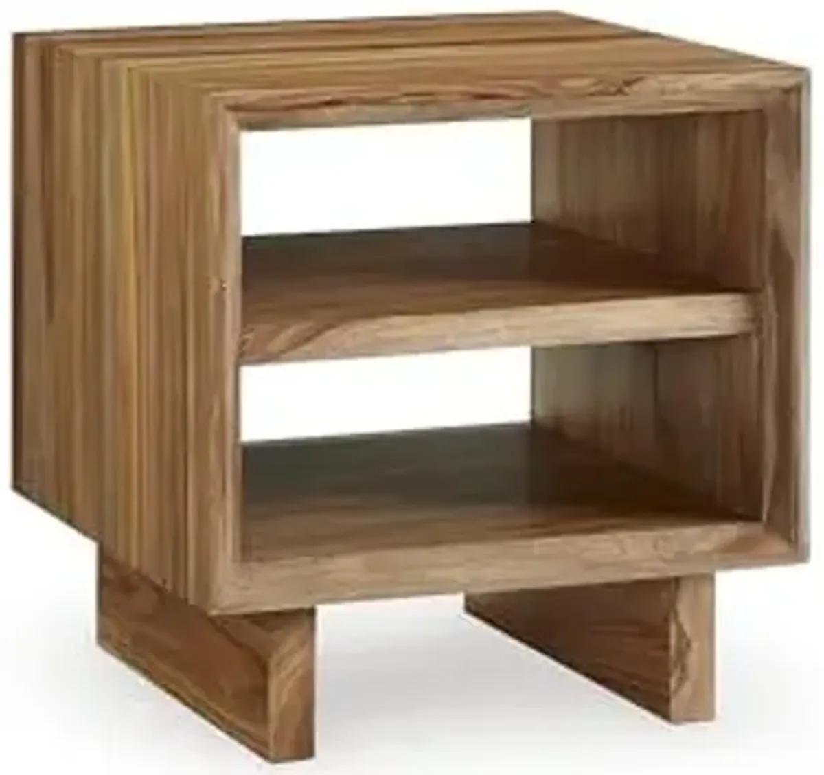 Signature Design by Ashley Dressonni Rustic End Table with 2 Open Shelves, Light Brown