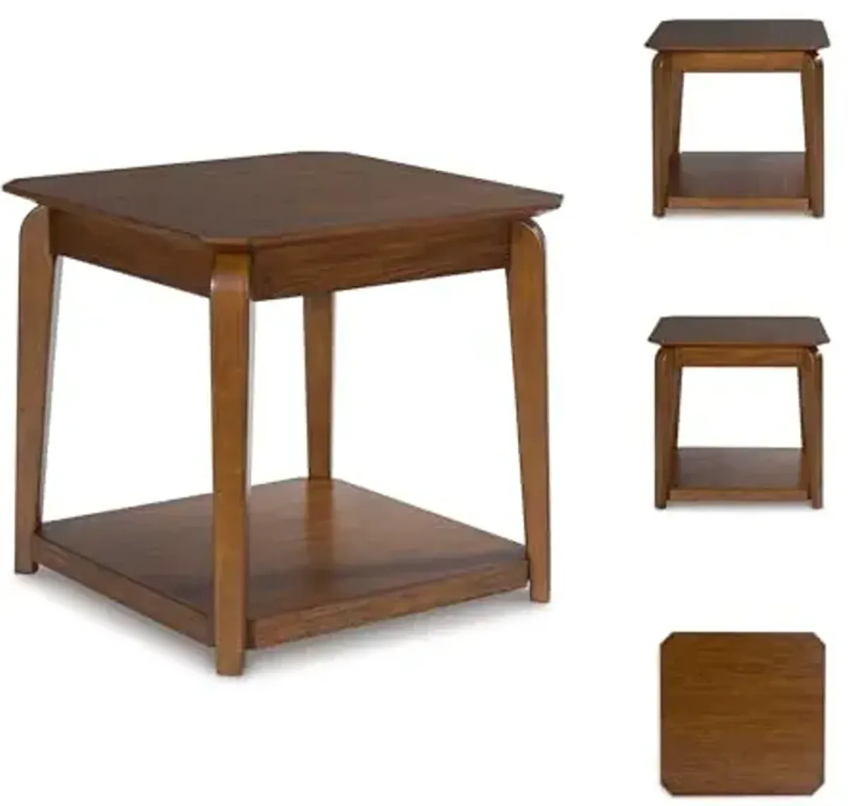 Signature Design by Ashley Trenmour Mid-Century Modern End Table with Lower Open Shlef, Light Brown