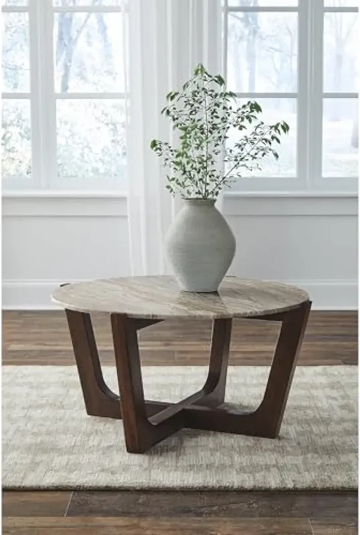 Signature Design by Ashley Tanidore Coffee Table with Natural Marble Top, Warm Brown