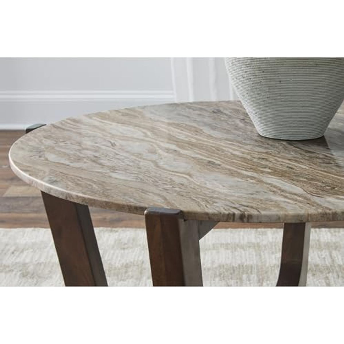 Signature Design by Ashley Tanidore Coffee Table with Natural Marble Top, Warm Brown