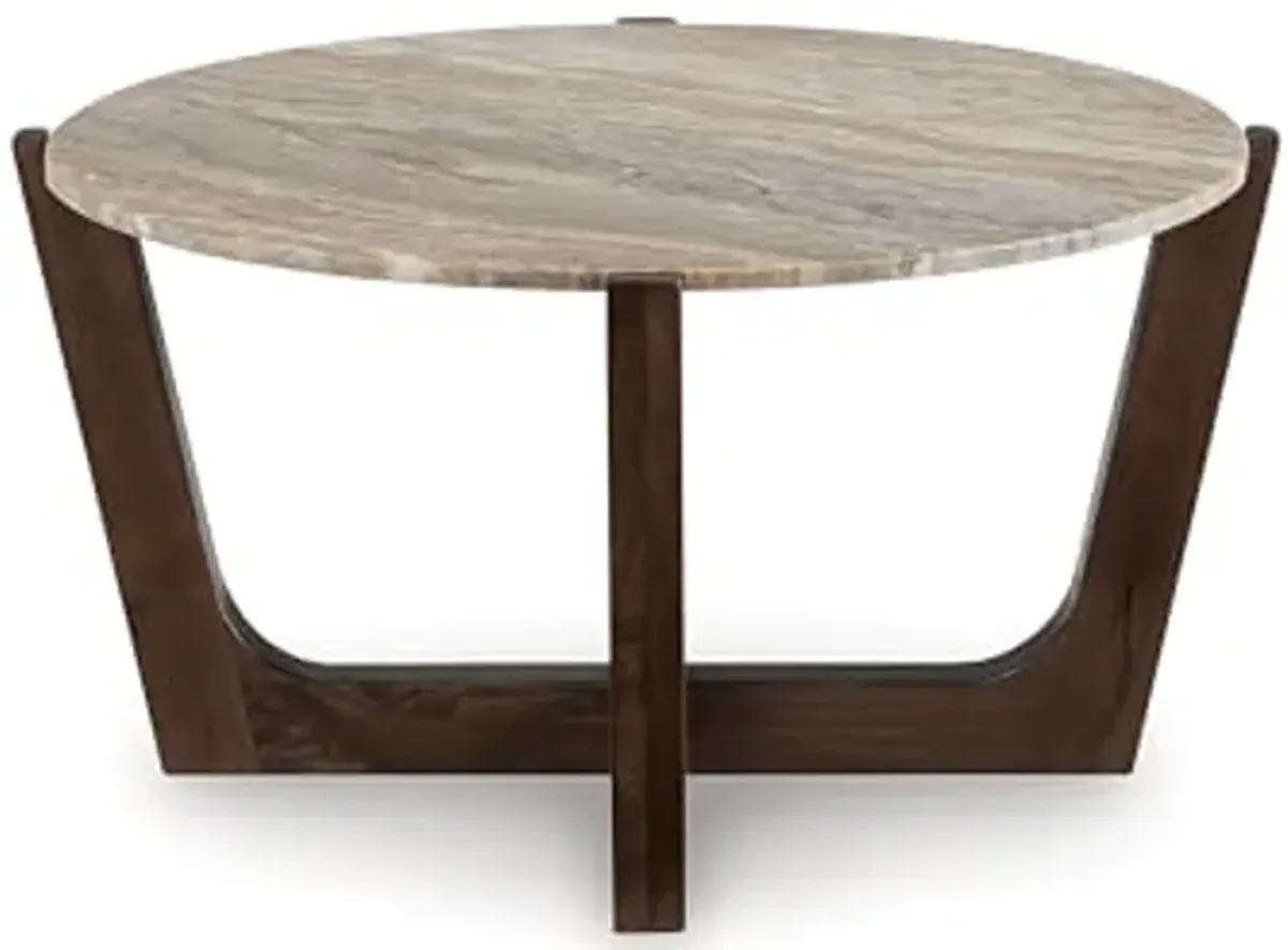 Signature Design by Ashley Tanidore Coffee Table with Natural Marble Top, Warm Brown