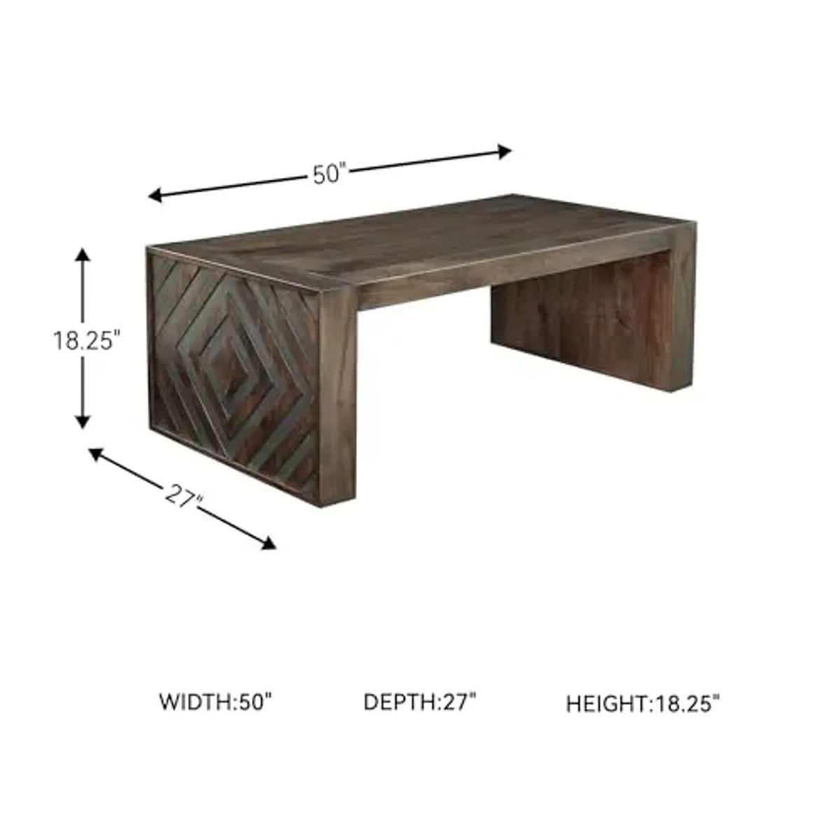 Signature Design by Ashley Dreggan Casual Coffee Table with Carved Diamond Pattern, Dark Brown & Gray