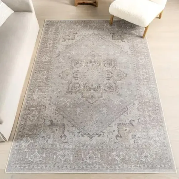 nuLOOM 4' x 6' Green Haven Collection Indoor Area Rug, Recycled Cotton, Machine Washable, Stitched Edging, Flat Woven, Juni Beige