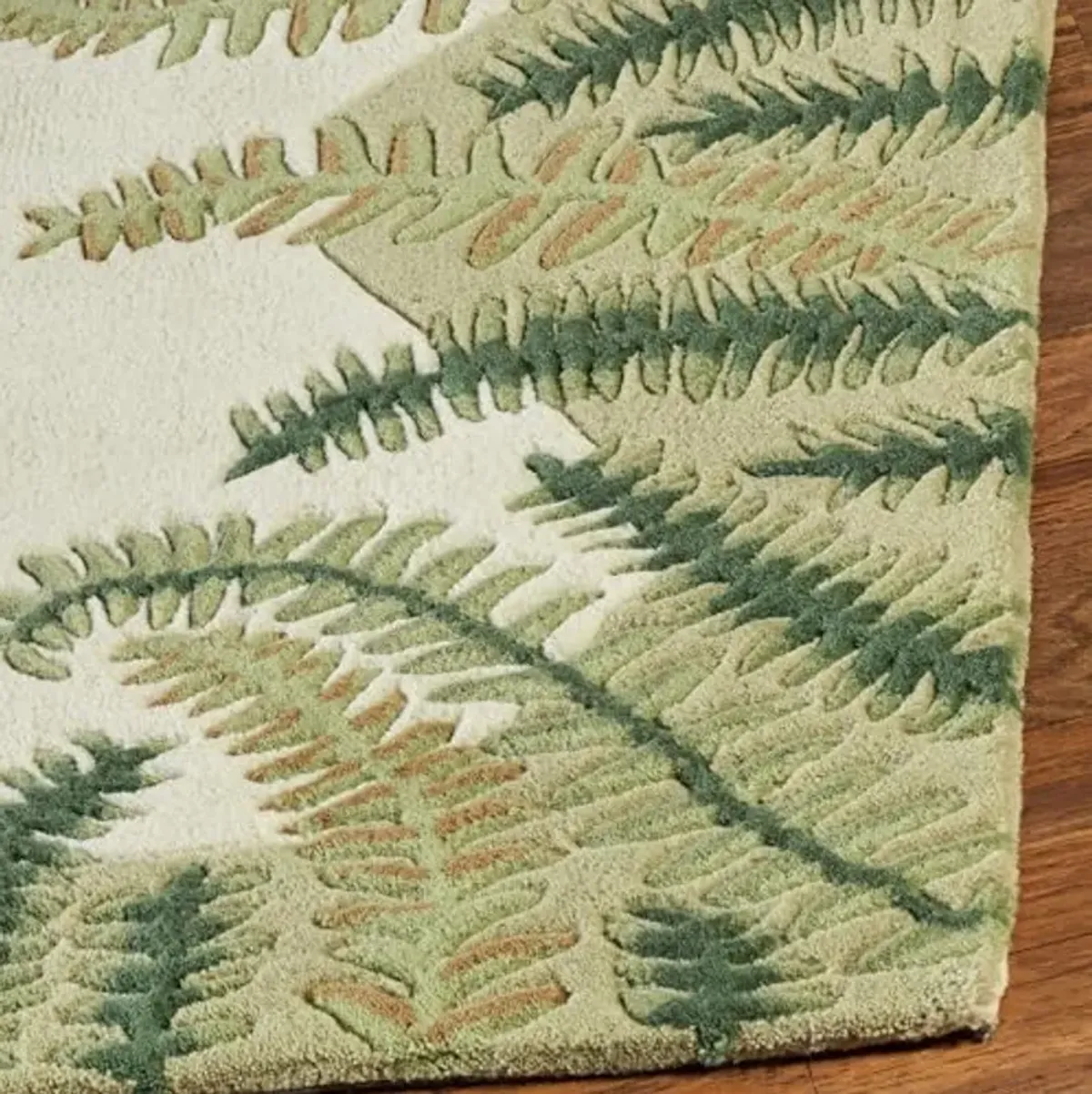 Botanical Butterfly Nature Area Rug | 5 feet 3 inches x 8 feet | Natural Color Palette | Handcrafted, Hand-tufted, and Handcarved Pure Wool Rectangle Rug with Butterflies, Leaves, and Ferns