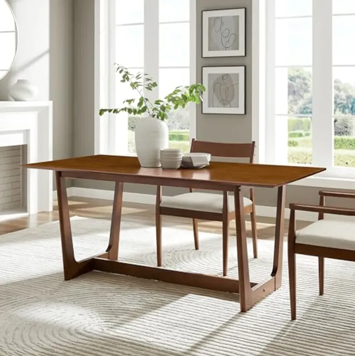 Modway Solara Dining Table in Walnut