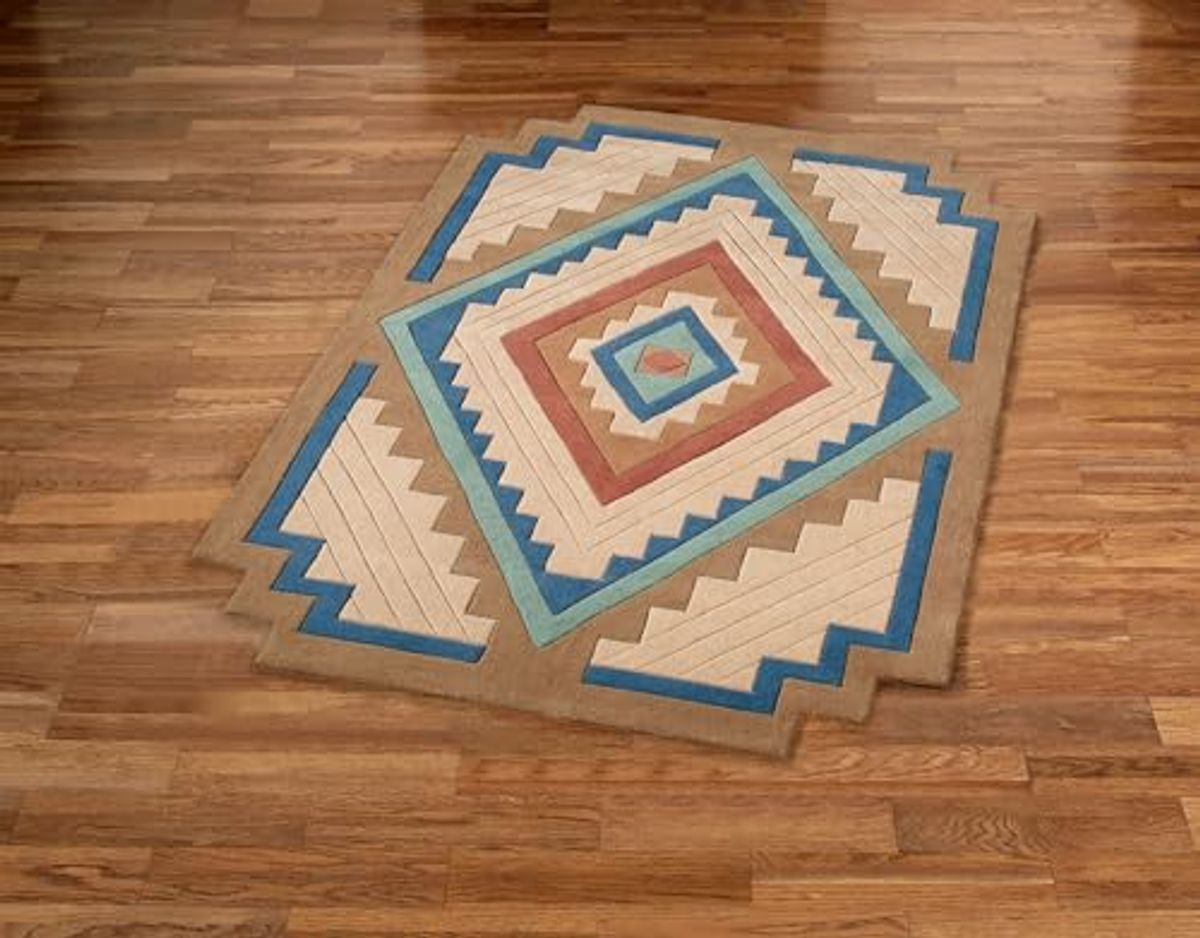 Canyon Southwest Stepped Rectangle Area Rug | 2 feet 6 inches x 4 feet 6 inches | Classic Southwestern Tones | Hand-Tufted and Handcarved Pure Wool Southwest Geometric Medallion Shaped Rug