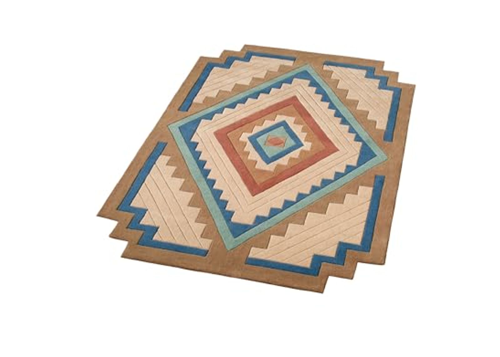 Canyon Southwest Stepped Rectangle Area Rug | 2 feet 6 inches x 4 feet 6 inches | Classic Southwestern Tones | Hand-Tufted and Handcarved Pure Wool Southwest Geometric Medallion Shaped Rug