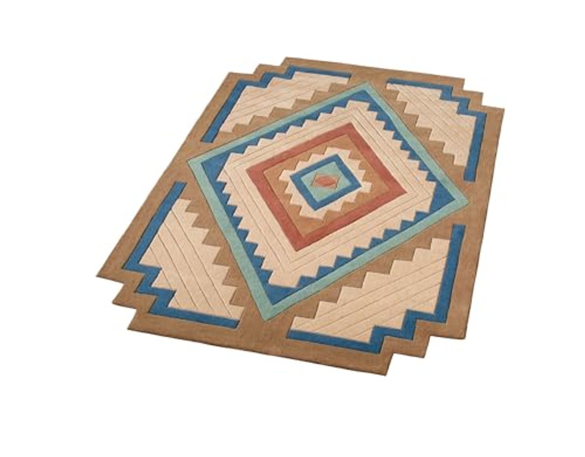 Canyon Southwest Stepped Rectangle Area Rug | 2 feet 6 inches x 4 feet 6 inches | Classic Southwestern Tones | Hand-Tufted and Handcarved Pure Wool Southwest Geometric Medallion Shaped Rug