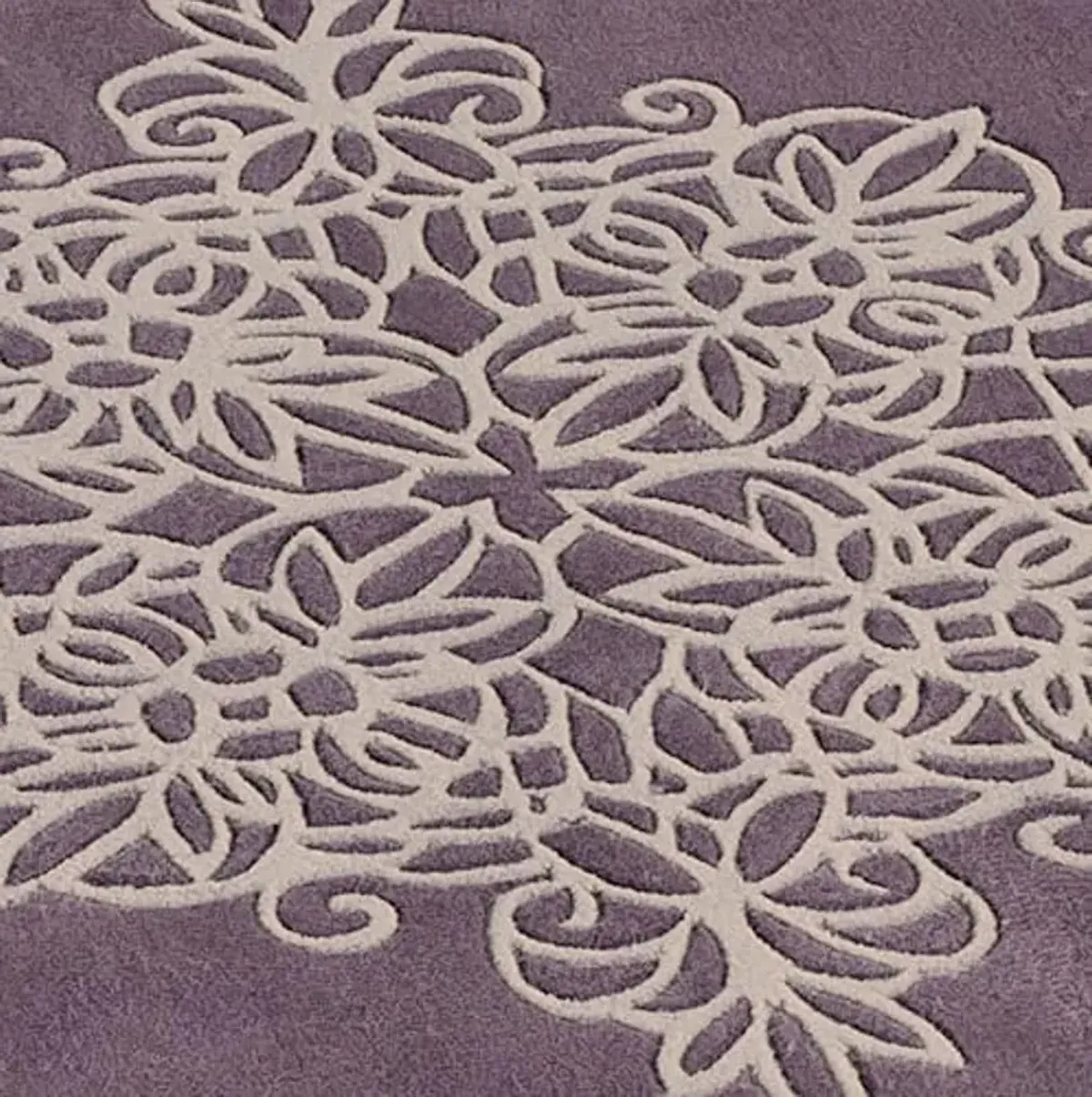 Vintage Lace Area Rug | 5 feet x 8 feet | Rich Dusty Purple and Taupe Hues | Elegant Scrollwork Medallion and Dotted Pearl Border | Hand-Tufted and Handcarved Pure Wool Rectangle Area Rug