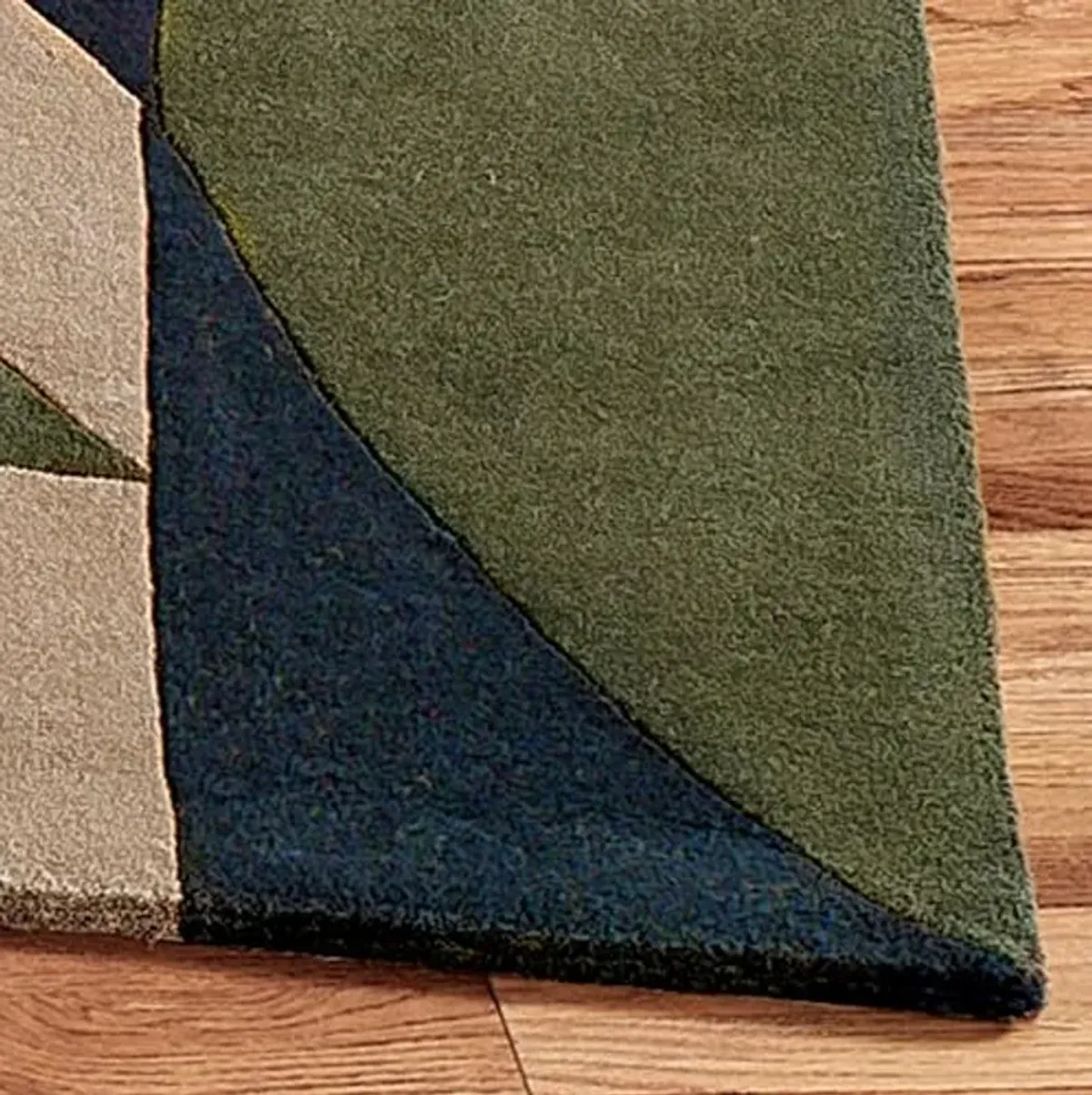 Touch of Class Color Blocked Contemporary Vista II Area Rug | 2 feet 6 inches x 4 feet 6 inches | Indigo, Chocolate, Sage, and Sand | Hand-Tufted and Handcarved Pure Wool Rectangle Rug