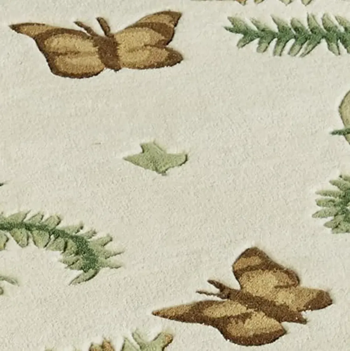 Botanical Butterfly Nature Runner | 2 feet 3 inches x 7 feet 6 inches | Natural Color Palette | Handcrafted, Hand-tufted, and Handcarved Pure Wool Rectangle Rug with Butterflies, Leaves, and Ferns